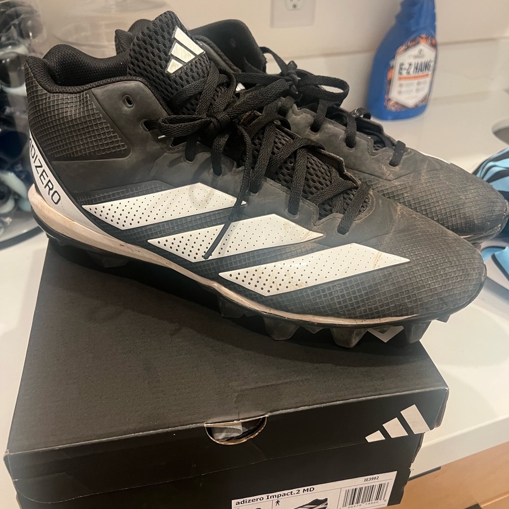Adidas Adizero Impact.2 MD Cleats in Black and White